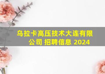 乌拉卡高压技术大连有限公司 招聘信息 2024